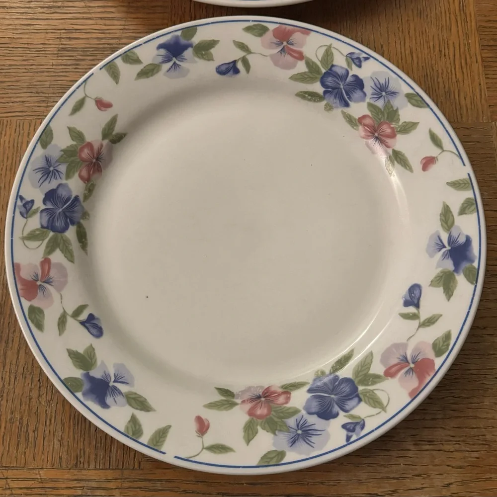 Set of 2 Majesticware by Oneida Freesia floral stoneware dinner plates, 11”